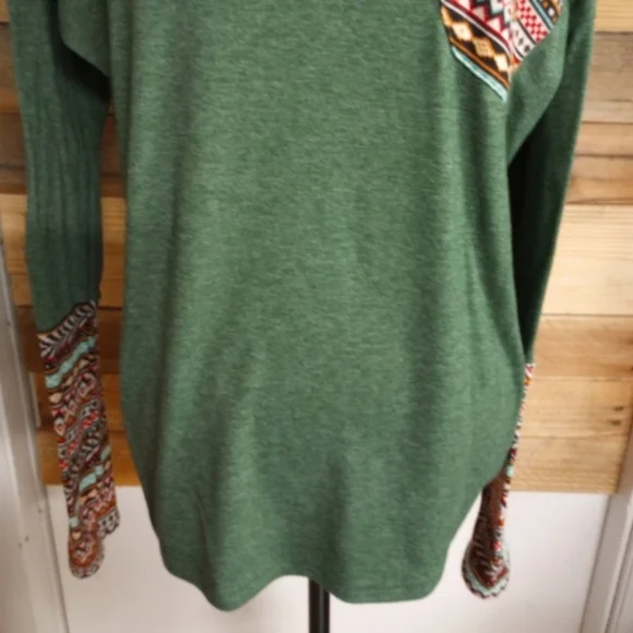 POGTMM Women's Fall Long Sleeve Tops Aztec Southwest Pattern T-Shirt Large - Picture 3 of 10